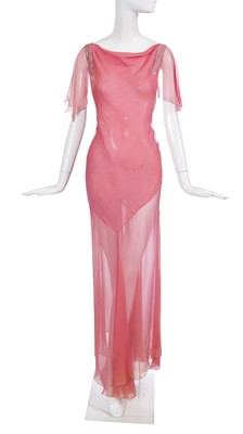 Lot 104 - A Christian Dior by John Galliano bias-cut pink and gold changeant chiffon evening dress, 2000s