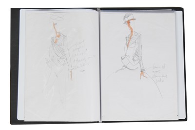 Lot 198 - An album of John Galliano original sketches and polaroids, 'Honcho Woman' collection, Spring-Summer 1991