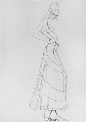 Lot 195 - A Julie Verhoeven for John Galliano original sketch, 'Josephine Bonaparte Meets Lolita' collection, Spring-Summer 1992