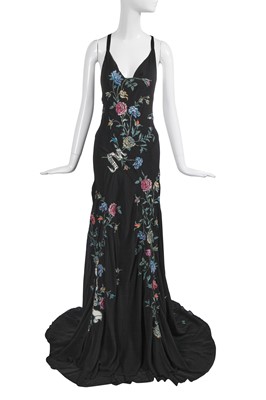 Lot 123 - A Roberto Cavalli embroidered black silk 'tattoo' evening gown, Spring-Summer 2003