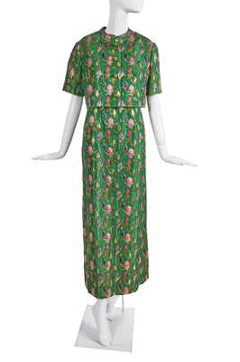 Lot 421 - An Yves Saint Laurent green 'tulip' ensemble, mid-1960s