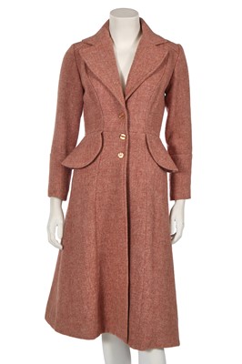 Lot 580 - An Ossie Clark pink Harris Tweed wool coat, early 1970s