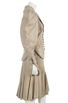 Lot 688 - A Bill Gibb taupe suede suit, circa 1972