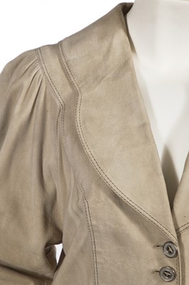 Lot 688 - A Bill Gibb taupe suede suit, circa 1972