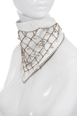 Lot 1 - A Chanel by Karl Lagerfeld white lambskin bandana/neckerchief, 'Chalet Gardenia' collection, Autumn-Winter 2019-20