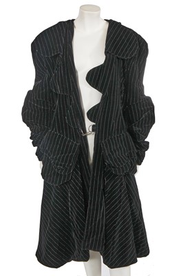 Lot 482 - A Rachel Auburn black and white striped velvet coat, circa 1987