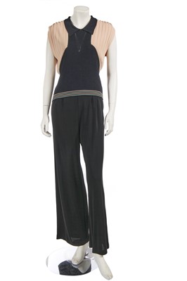 Lot 225 - A Chanel by Karl Lagerfeld black and pink jersey ensemble, 1990s-2000s