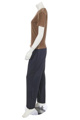 Lot 222 - A Chanel by Karl Lagerfeld brown and navy wool ensemble, 1999-2001