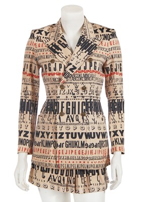 Lot 475 - A Jean Paul Gaultier Rudi Gernreich inspired text-printed cotton drill ensemble, circa 1994