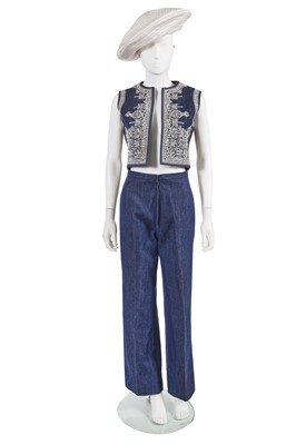 Lot 693 - A Christian Dior London by Jorn Langberg blue wool ensemble, 1970s