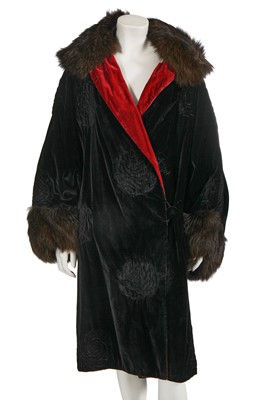 Lot 760 - A velvet and fur evening coat, 1920s