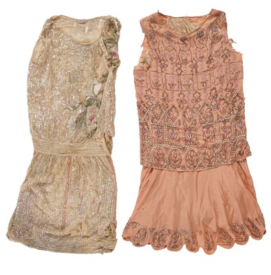 Lot 759 - A group of beaded flapper dresses in poor condition, 1920s