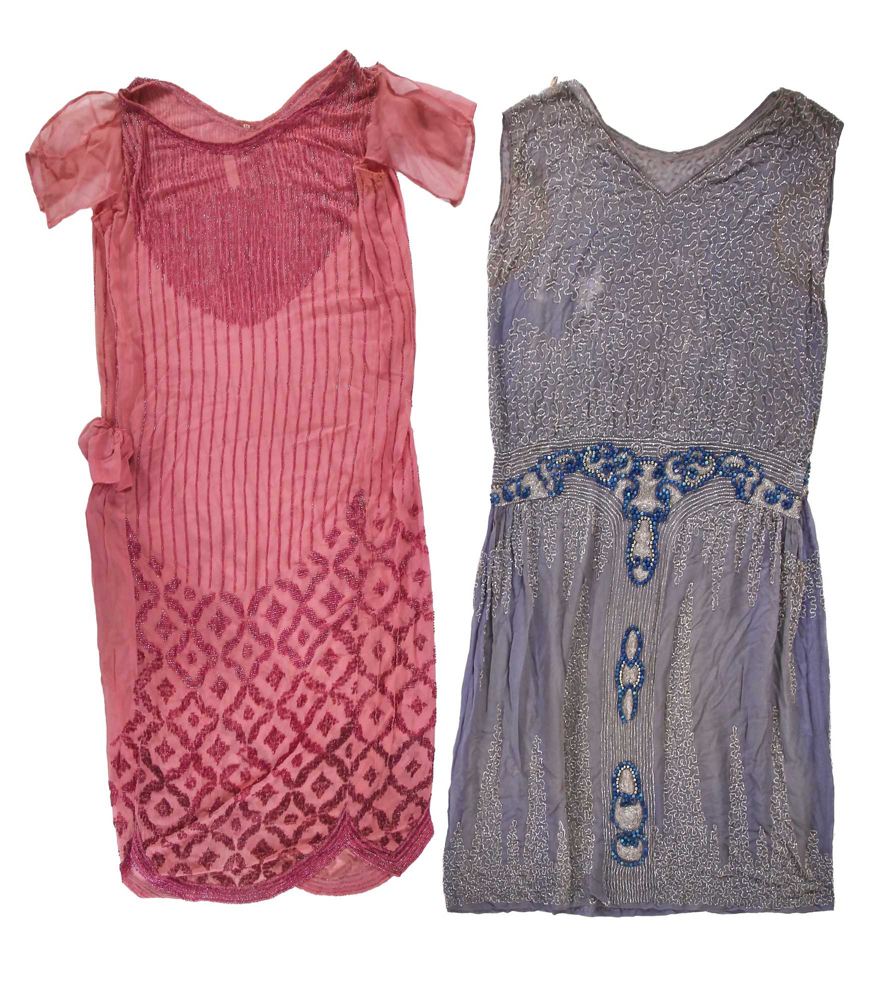 Lot 759 - A group of beaded flapper dresses in poor condition, 1920s