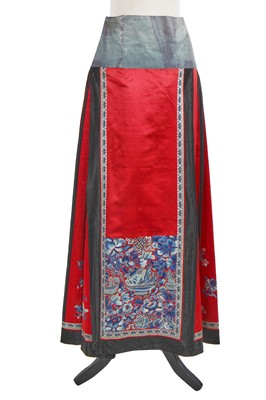 Lot 928 - An embroidered red silk skirt, mamianqun, Chinese, late 19th century-early 20th century