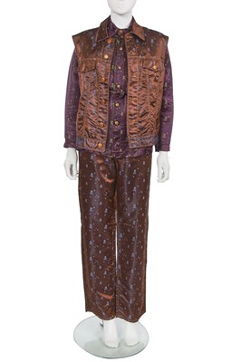 Lot 115 - A Jean Paul Gaultier skull and crossbones damask satin ensemble, 'Mad Max/Riders and Horsemen of Modern Times' collection, Autumn-Winter 1995-96