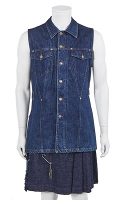 Lot 110 - A Jean Paul Gaultier denim kilt, ‘Les Tatouages/La Brute et le Raffiné’ collection, Spring-Summer 1994