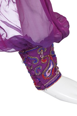 Lot 192 - A Jean Louis Scherrer haute couture beaded and embroidered purple chiffon dress, Autumn-Winter 1989-90