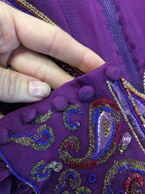 Lot 192 - A Jean Louis Scherrer haute couture beaded and embroidered purple chiffon dress, Autumn-Winter 1989-90