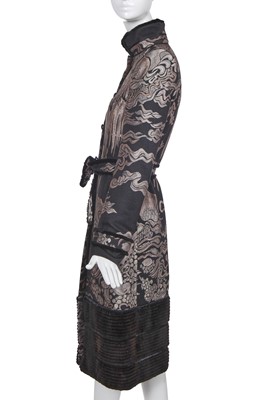 Lot 186 - An Yves Saint Laurent by Tom Ford silk-blend ottoman and black rabbit fur coat, Autumn-Winter 2004-05