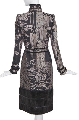 Lot 186 - An Yves Saint Laurent by Tom Ford silk-blend ottoman and black rabbit fur coat, Autumn-Winter 2004-05