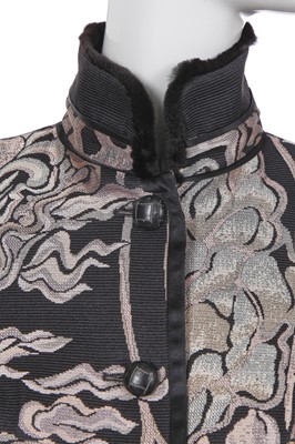 Lot 186 - An Yves Saint Laurent by Tom Ford silk-blend ottoman and black rabbit fur coat, Autumn-Winter 2004-05