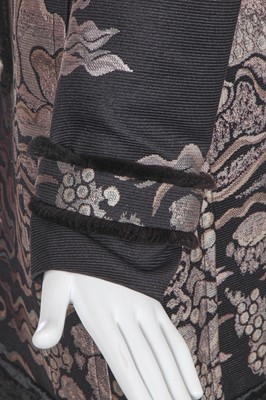 Lot 186 - An Yves Saint Laurent by Tom Ford silk-blend ottoman and black rabbit fur coat, Autumn-Winter 2004-05