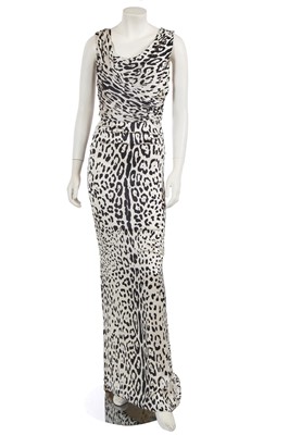 Lot 114 - A Dolce & Gabbana black and white leopard print silk satin evening dress, 2011