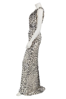 Lot 334 - A Dolce & Gabbana black and white leopard print silk satin evening dress, 2011