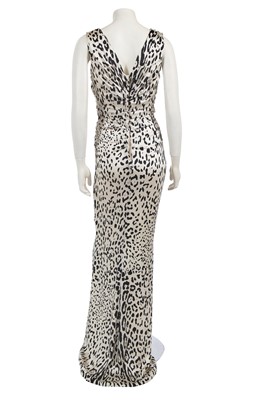 Lot 334 - A Dolce & Gabbana black and white leopard print silk satin evening dress, 2011