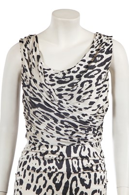 Lot 334 - A Dolce & Gabbana black and white leopard print silk satin evening dress, 2011