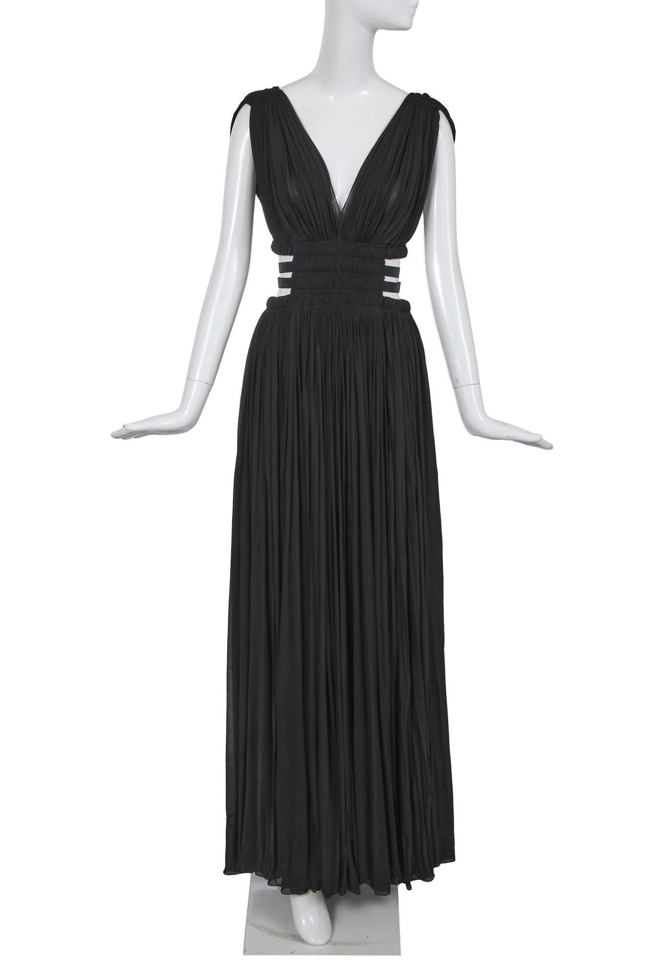 Lot 188 - An Azzedine Alaïa ruched black cupro goddess dress, circa 2004