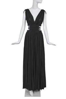 Lot 188 - An Azzedine Alaïa ruched black cupro goddess dress, circa 2004