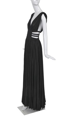 Lot 188 - An Azzedine Alaïa ruched black cupro goddess dress, circa 2004