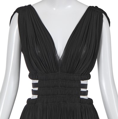 Lot 188 - An Azzedine Alaïa ruched black cupro goddess dress, circa 2004
