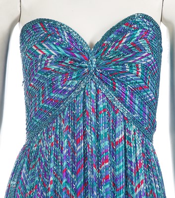Lot 619 - A Bob Mackie printed and beaded silk satin dress, 1980s