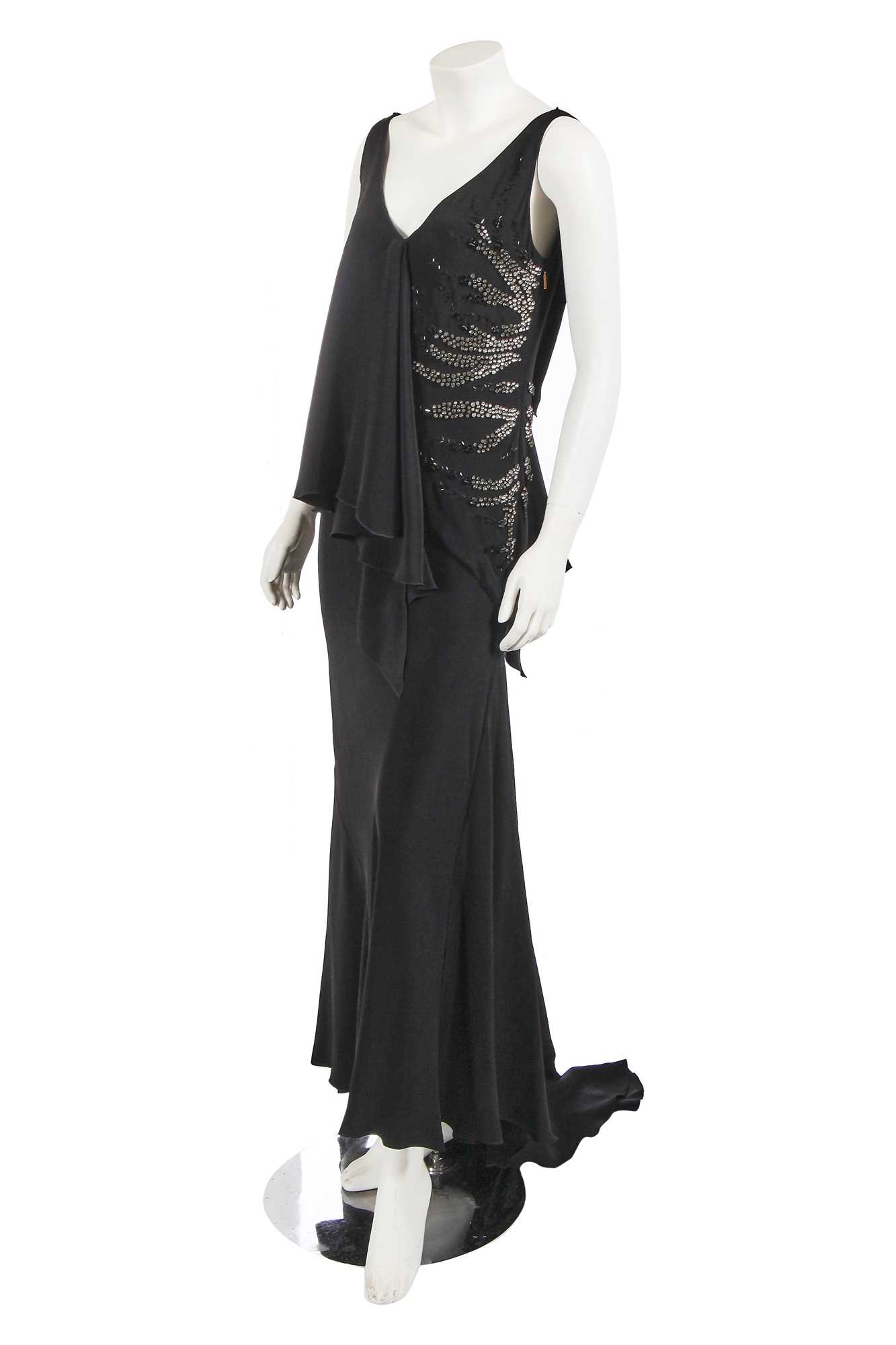 Lot 324 - A Roberto Cavalli bias-cut black silk crêpe evening dress, circa 2010
