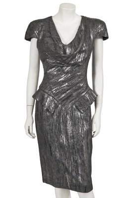Lot 206 - An Alexander McQueen silver lamé dress, circa 2009