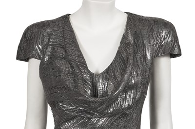 Lot 372 - An Alexander McQueen silver lamé dress, circa 2009