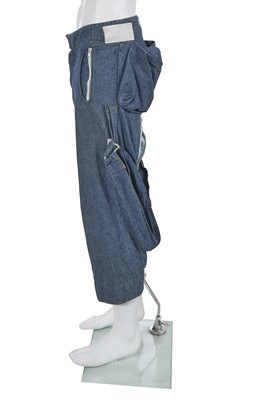 Lot 62 - A pair of Westwood/McLaren blue piqué cotton bondage trousers, 'Hypnos' collection, Spring-Summer 1984