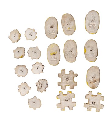 Lot 285 - A group of Hélène Mechin gold ceramic buttons, 1930s-1950s