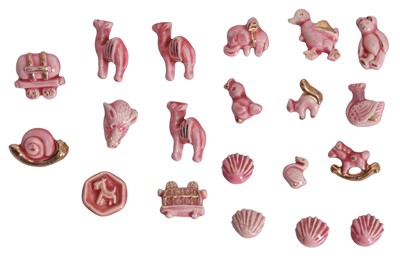 Lot 95 - A group of Hélène Mechin pink and gold ceramic buttons, 1930s-1950s