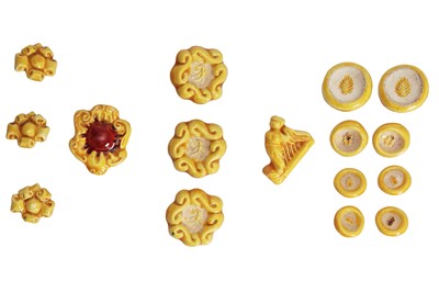 Lot 98 - A group of Hélène Mechin yellow ceramic buttons, 1930s-1950s