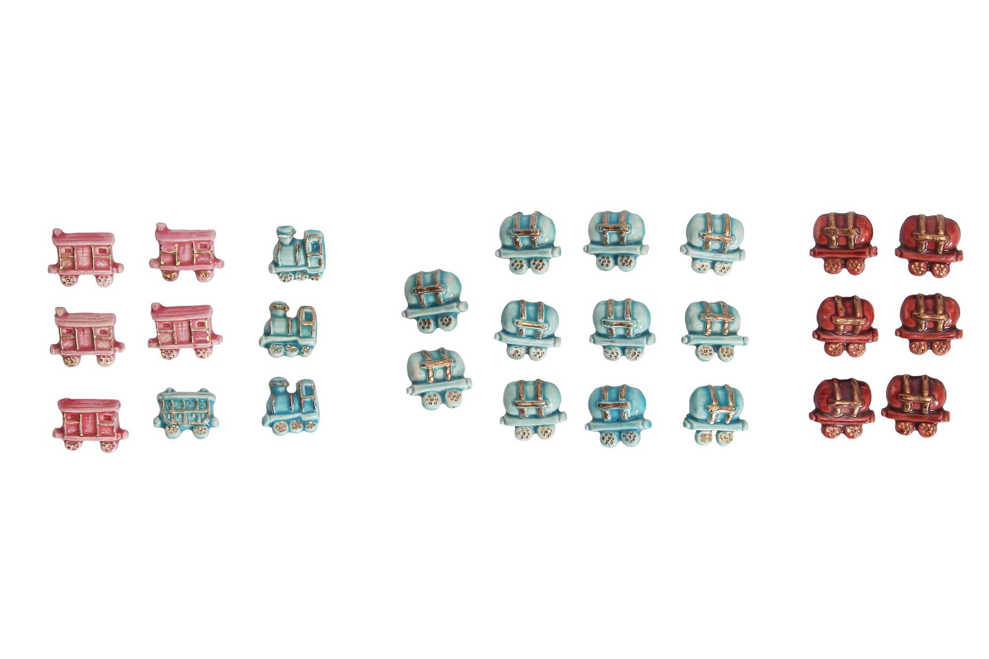 Lot 92 - A group of Hélène Mechin ceramic train-themed buttons, 1930s-1950s