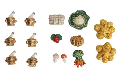 Lot 93 - A group of Hélène Mechin food-themed ceramic buttons, 1930s-1950s