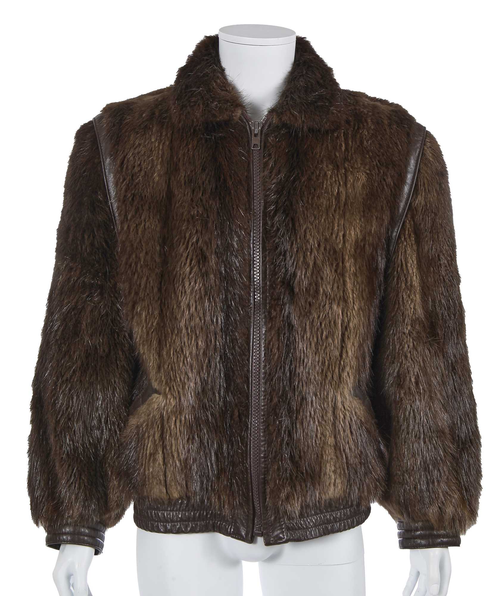 Lot 154 - A Bill Blass men's brown beaver fur jacket, 1980s
