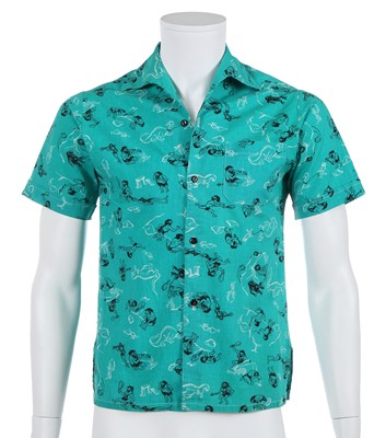 Lot 33 - A rare and early Westwood/McLaren Let it Rock caveman print linen shirt, circa 1972