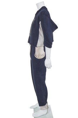 Lot 55 - A Westwood/McLaren blue cotton jersey Keith Haring print ensemble, 'Witches' Collection, Autumn-Winter 1983-84