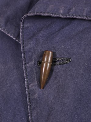 Lot 65 - A Westwood/McLaren Westwood blue cotton jacket, 'Witches' or 'Clint Eastwood' collection, circa 1984