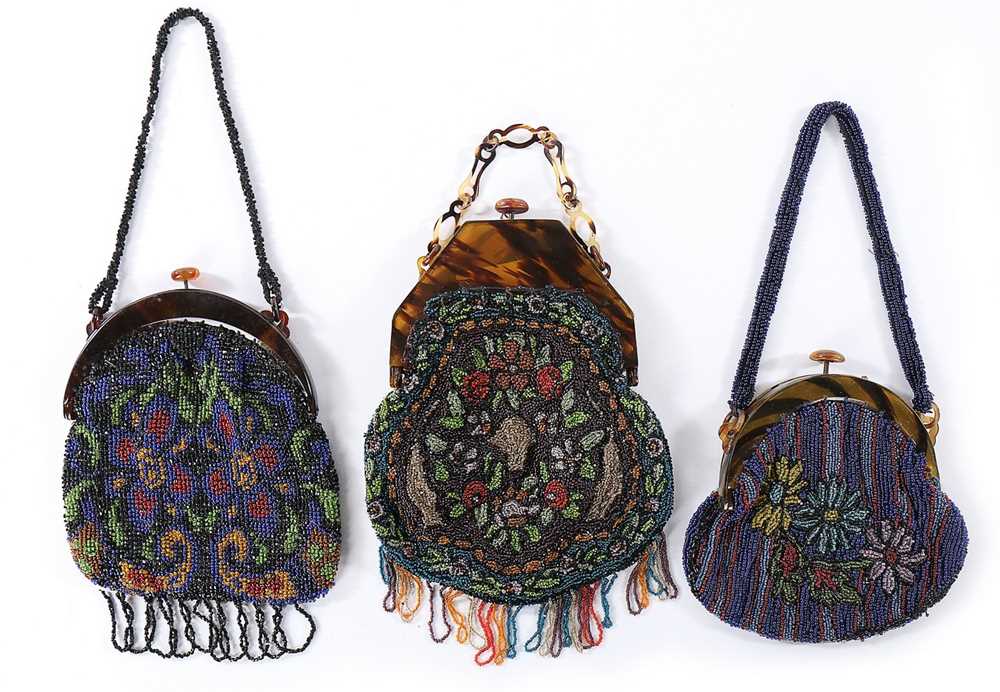 Lot 88 - Twelve beaded purses, mostly with celluloid...