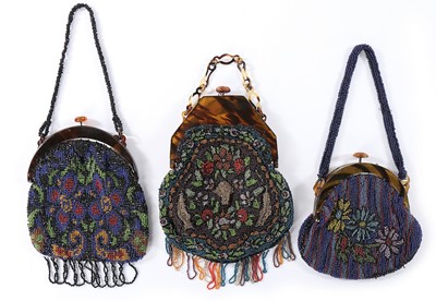 Lot 88 - Twelve beaded purses, mostly with celluloid...